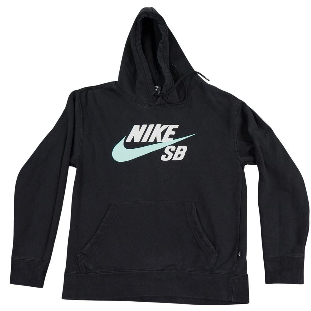 Nike SB Icon Hoodie Men S Black Graphic Big Logo Pullover Fleece Skateboarding